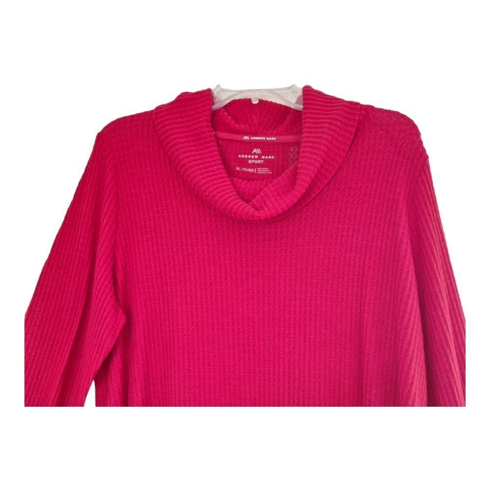ANDREW MARC SPORT Cowl Neck Top Brushed Waffle Dolphin Hem Turtleneck Tunic XL - Picture 3 of 16